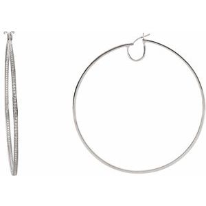 Sterling Silver Imitation White Cubic Zirconia Inside-Outside 74.4 mm Hoop Earrings – image 3