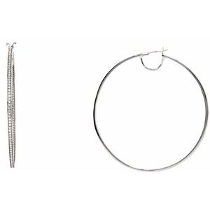 Sterling Silver Imitation White Cubic Zirconia Inside-Outside 74.4 mm Hoop Earrings