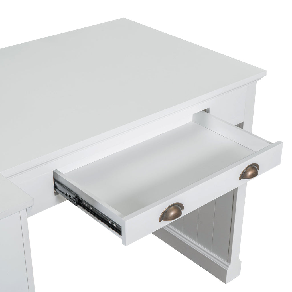 83.4'Tall Bookshelf with Writing Desk, Modern Bookcase with Study Desk, Workstation with Storage Shelf,Storage Bookcase with Open Shelves and LED Lighting for Living Room,Home Office,White
