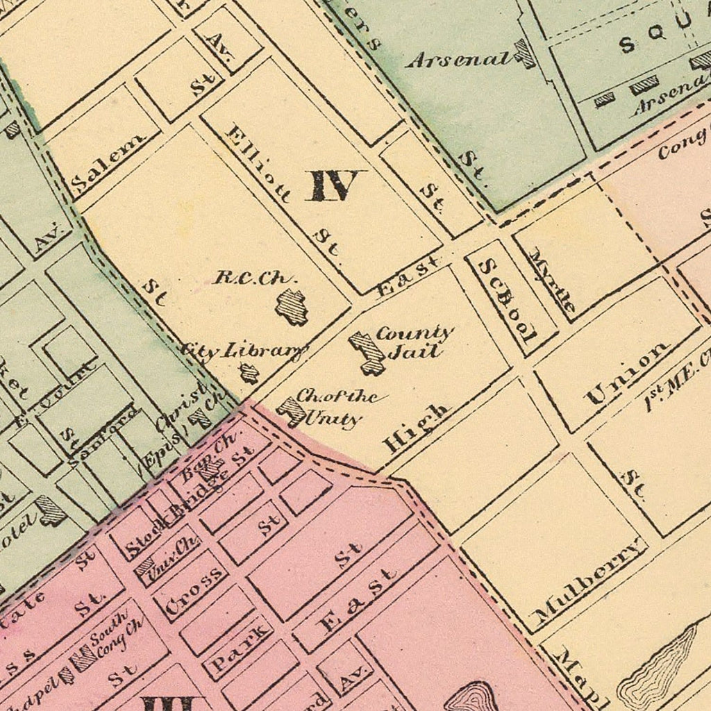 Vintage Map of Springfield, Massachusetts 1871