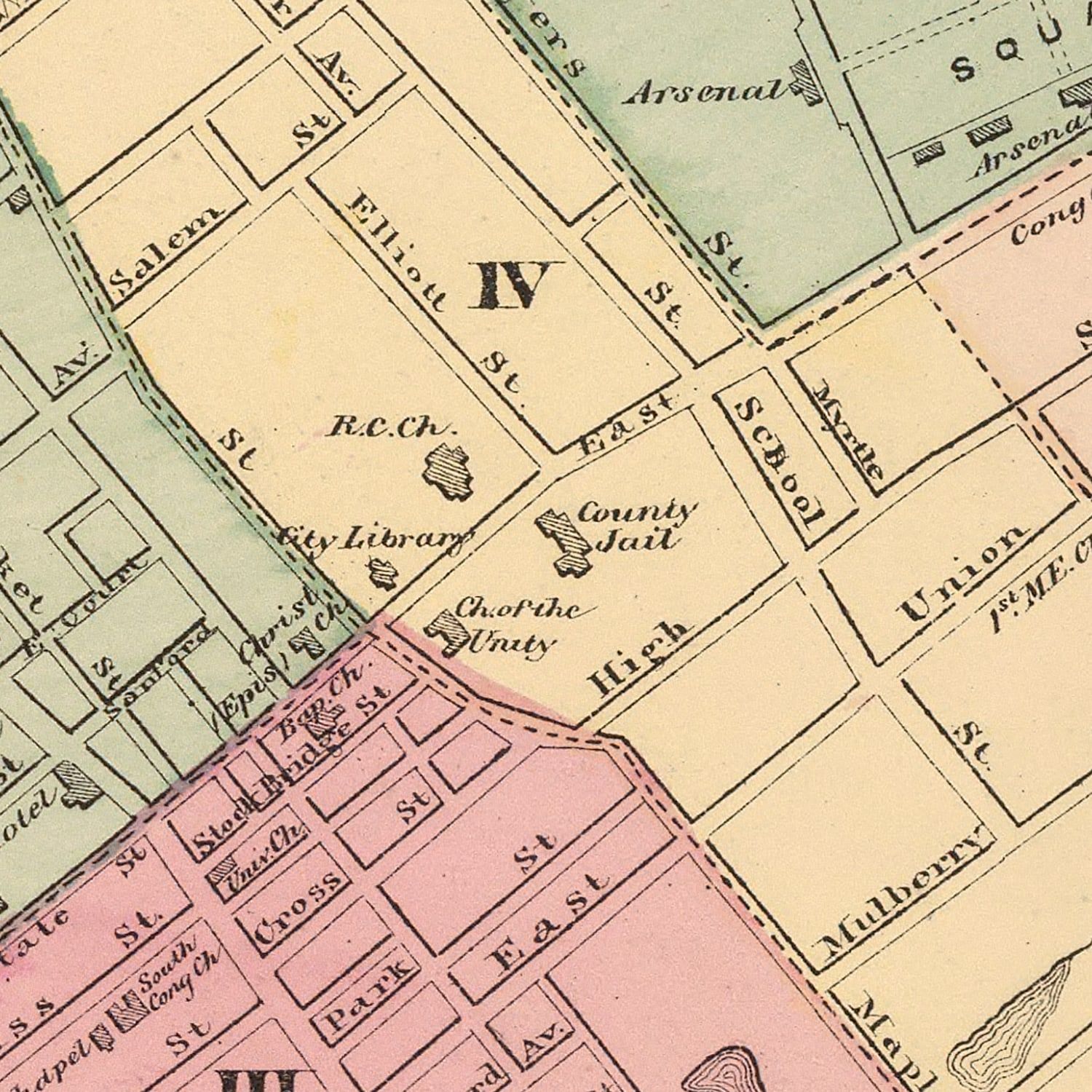 Vintage Map of Springfield, Massachusetts 1871