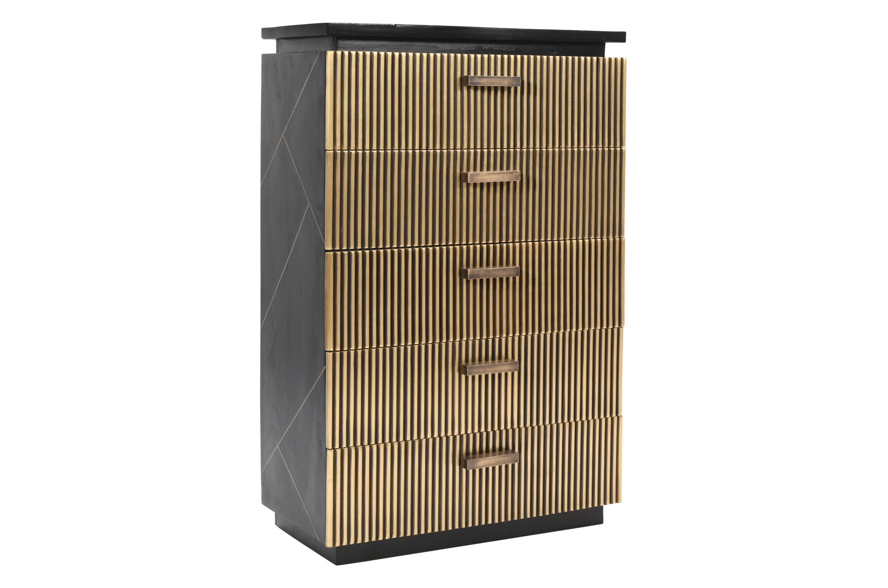 Modern Style 5Pc Queen Bedroom Set Made With Mango Wood and Finished with Brass Metal