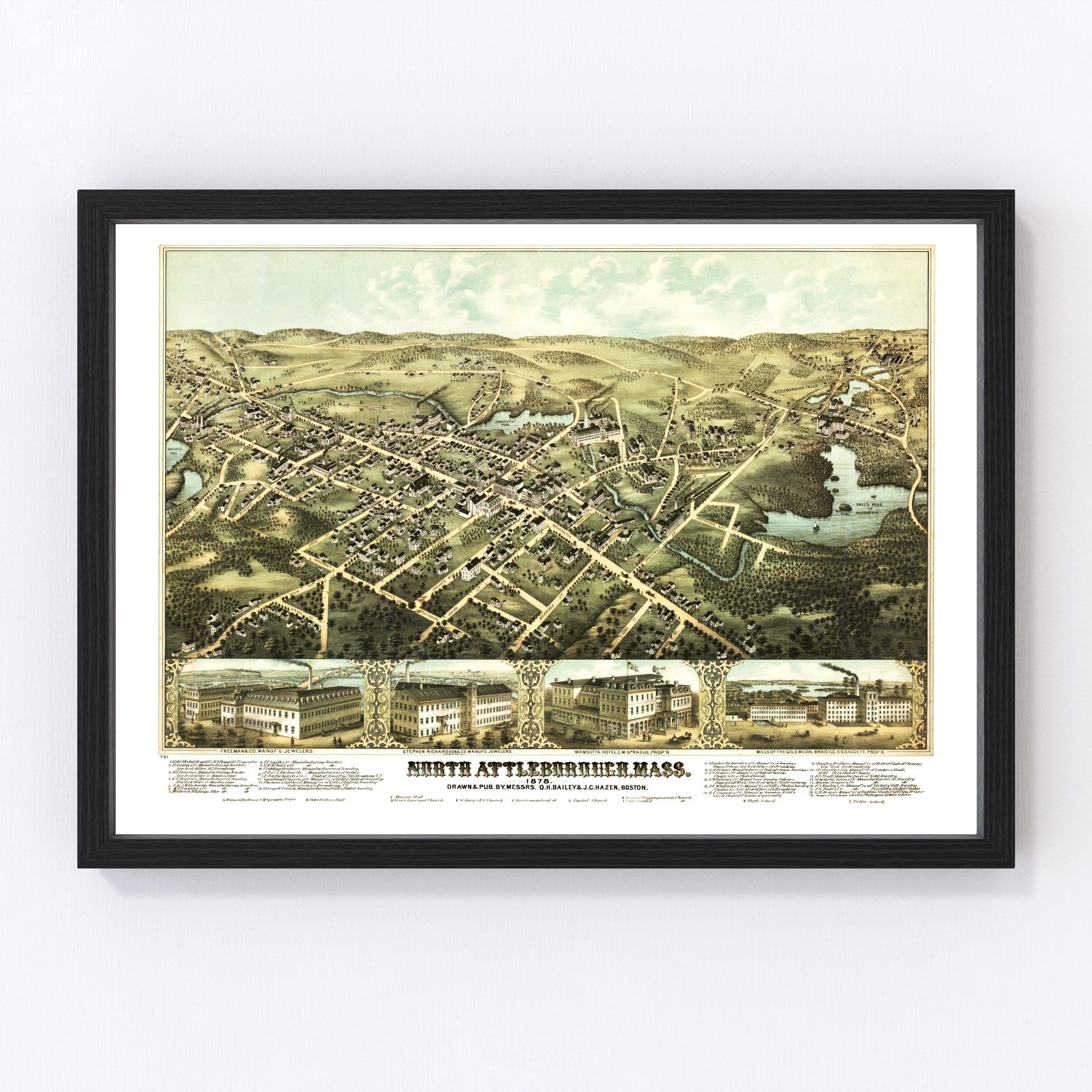 Vintage Map of North Attleborough, Massachusetts 1878