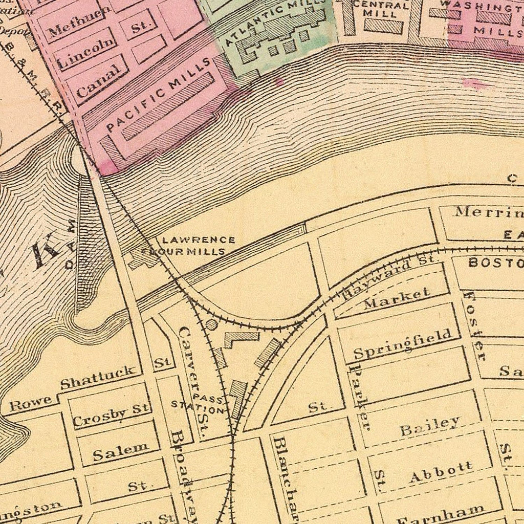 Vintage Map of Lawrence, Massachusetts 1871