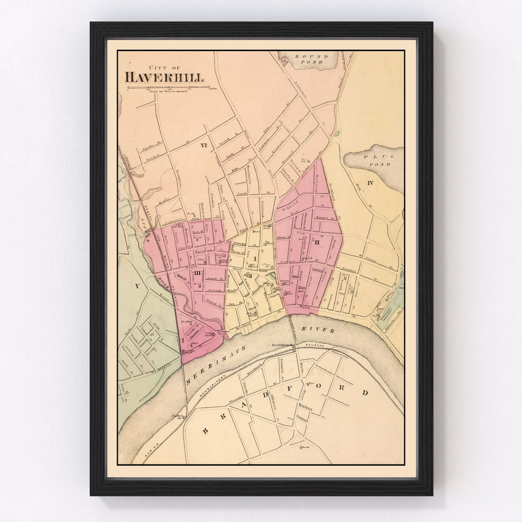 Vintage Map of Haverhill, Massachusetts 1871