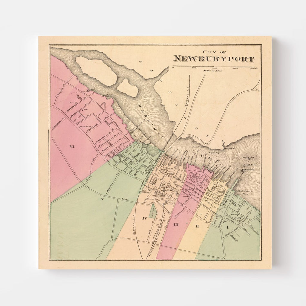 Vintage Map of Newburyport, Massachusetts 1871