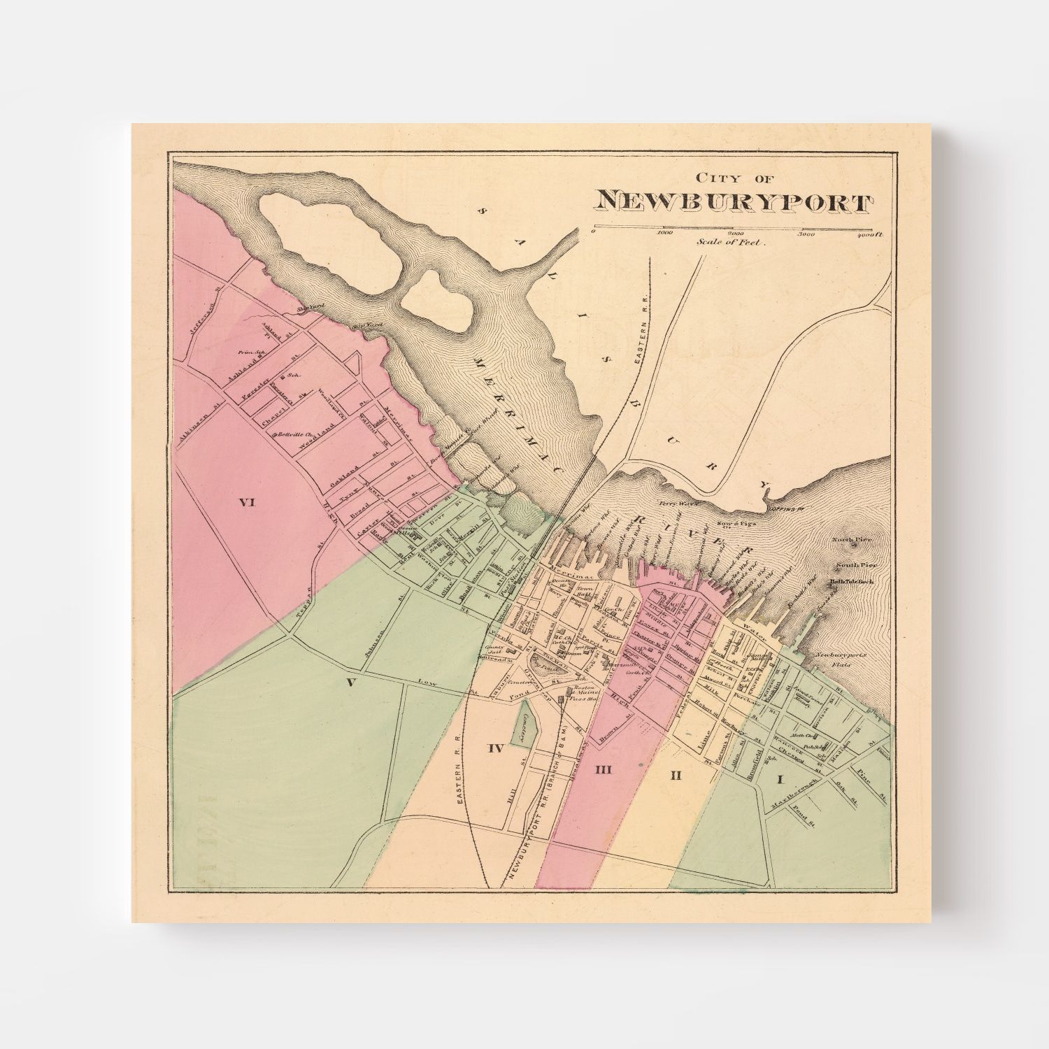 Vintage Map of Newburyport, Massachusetts 1871