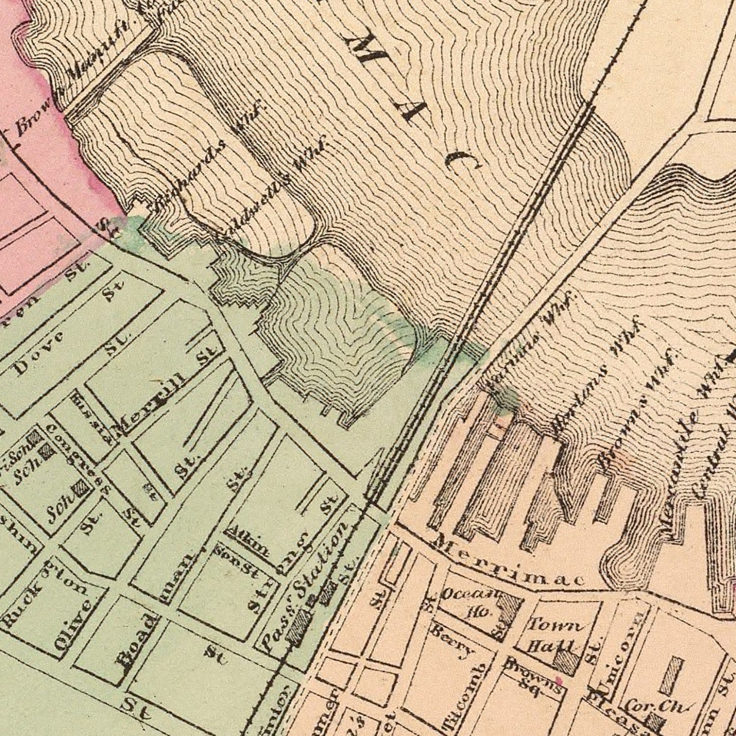 Vintage Map of Newburyport, Massachusetts 1871