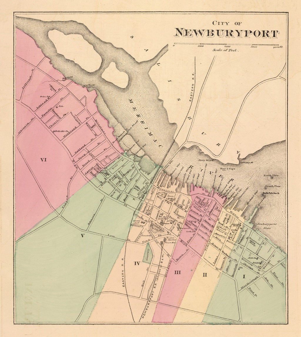 Vintage Map of Newburyport, Massachusetts 1871