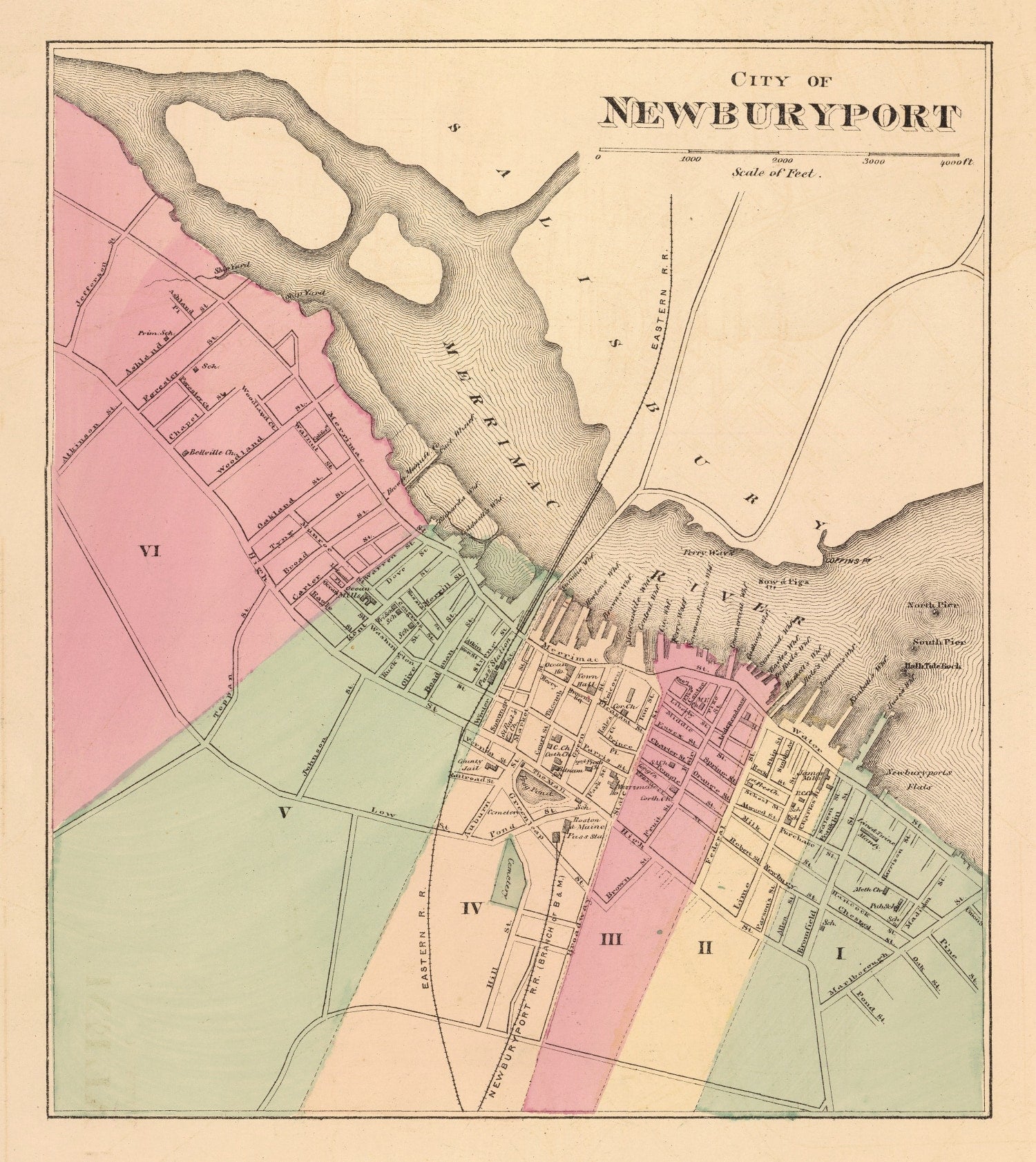 Vintage Map of Newburyport, Massachusetts 1871