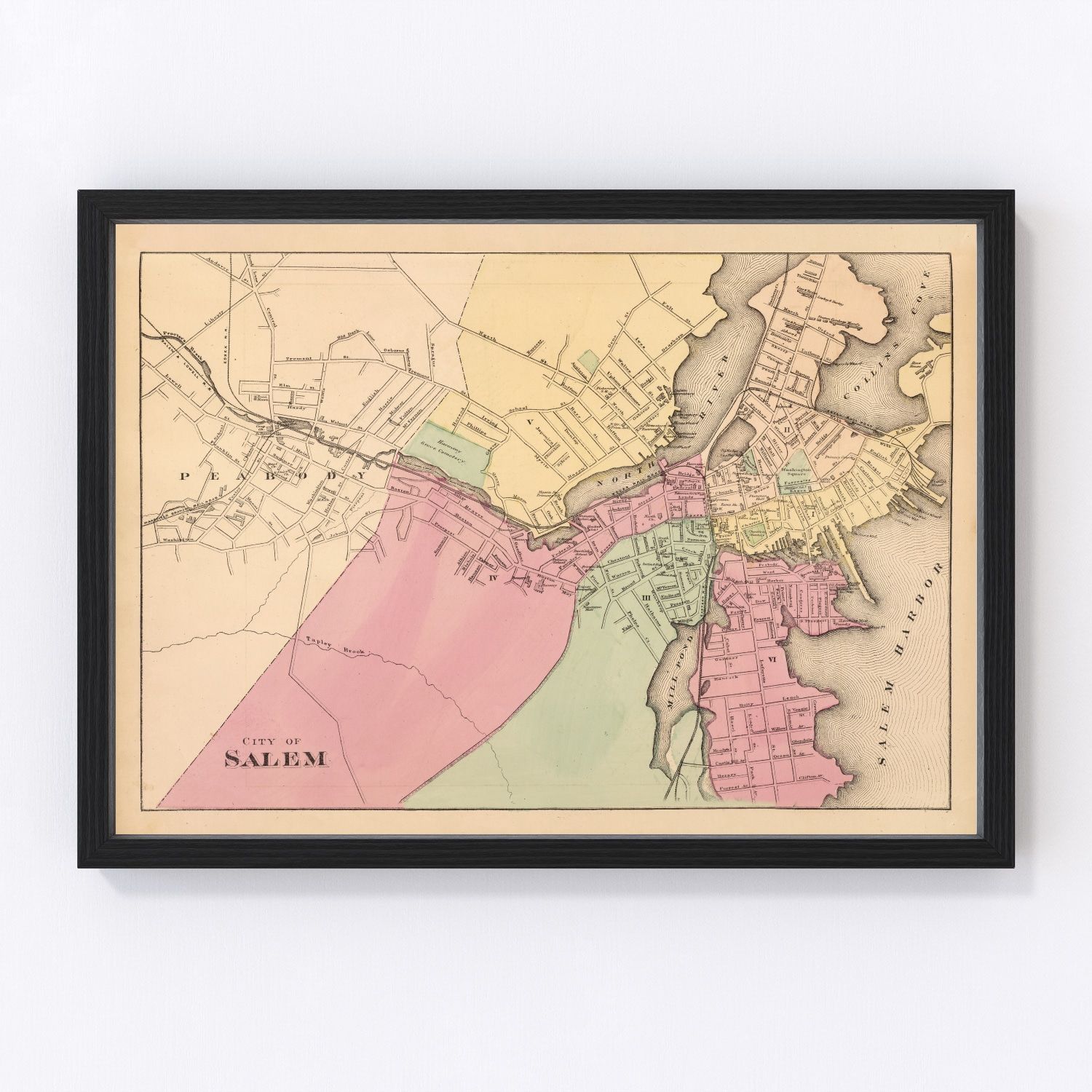 Vintage Map of Salem, Massachusetts 1871