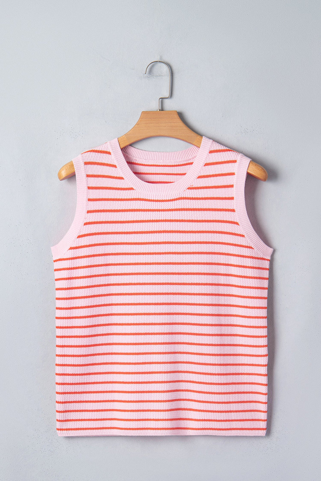 Stripe Textured Knit Sleeveless Sweater Top