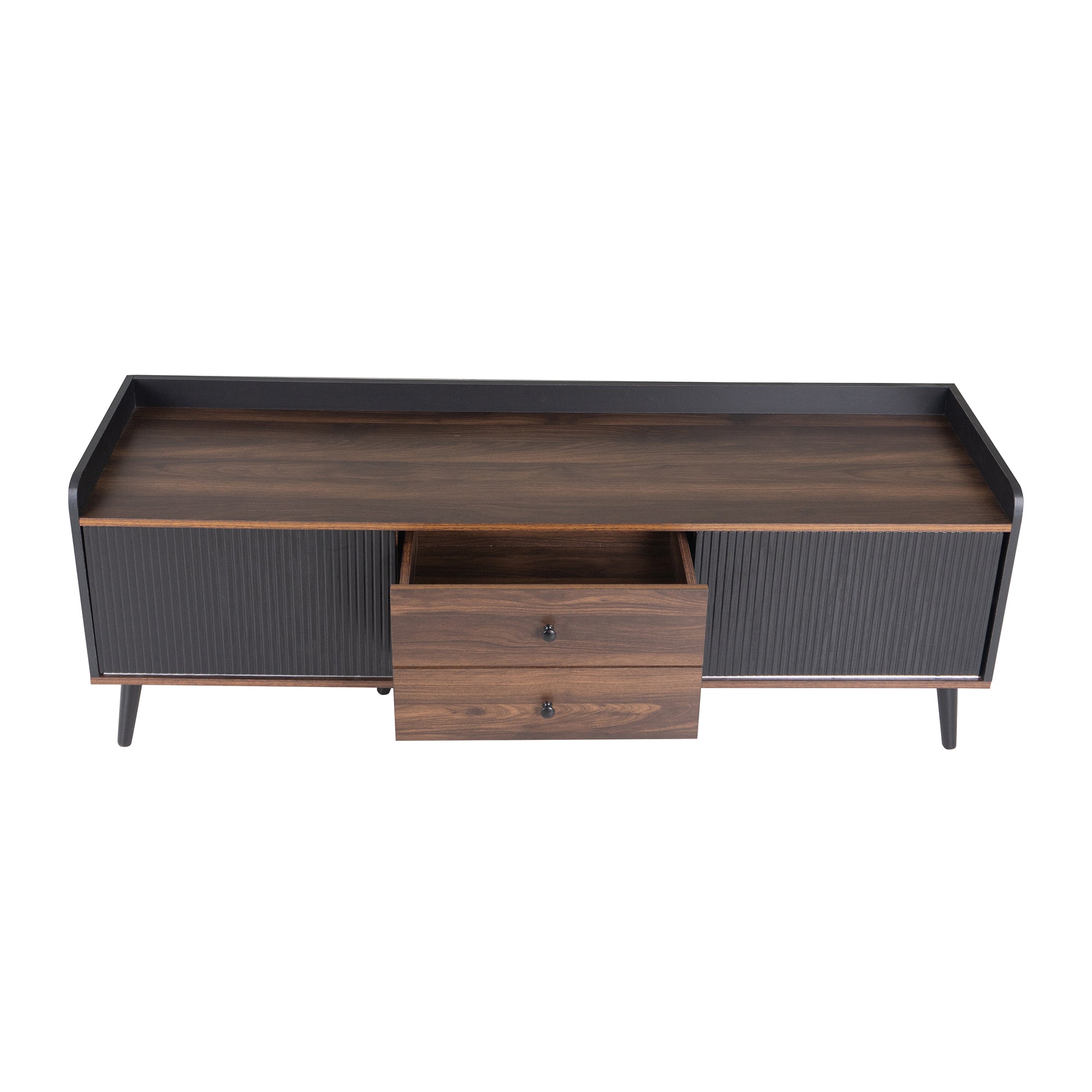 63'' Mid Century TV Stand with 2 Cabinets&  Open Compartments, Entertainment Center for TVs up to 70'', Television Console for Living Room, Bedroom, Home Theatre