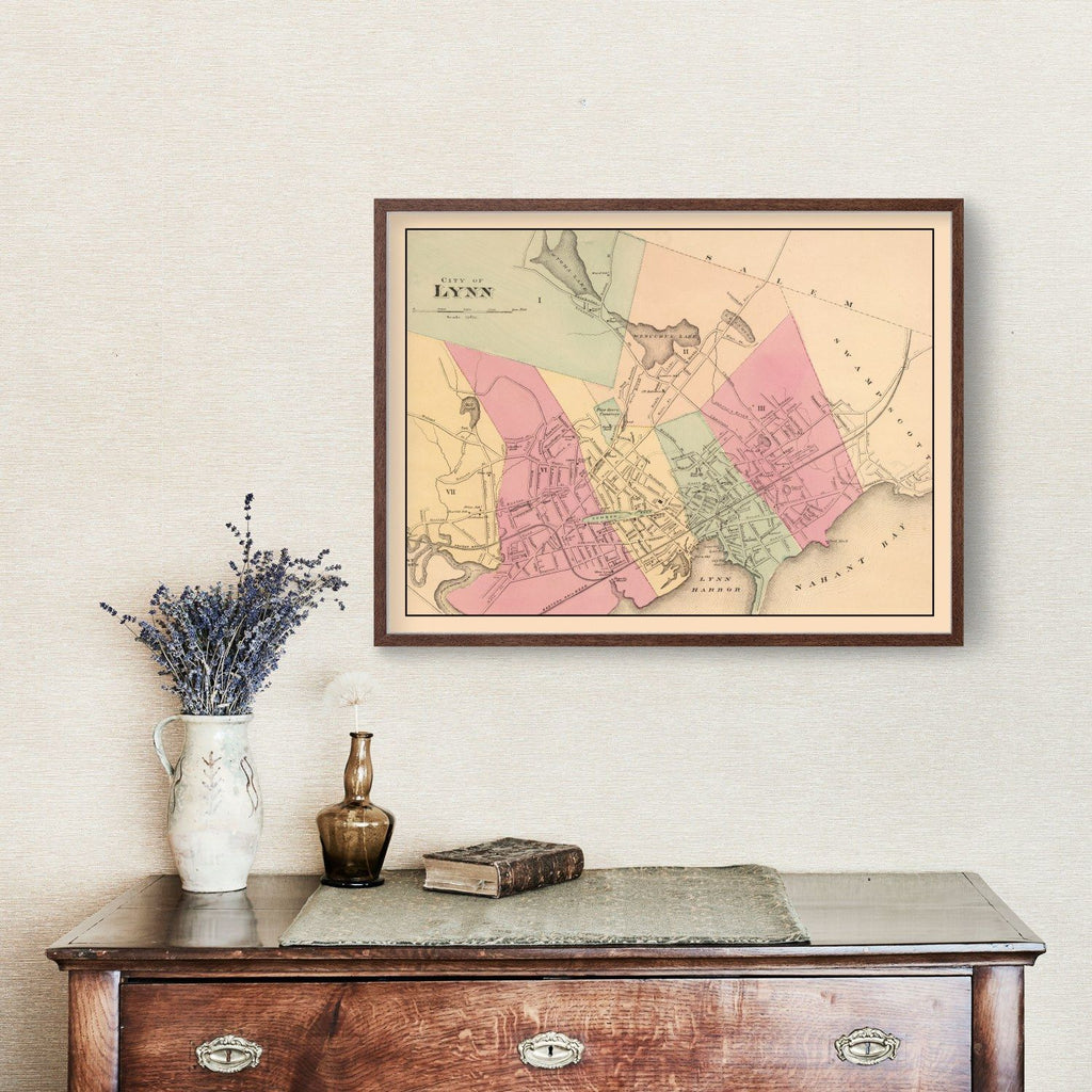 Vintage Map of Lynn, Massachusetts 1871