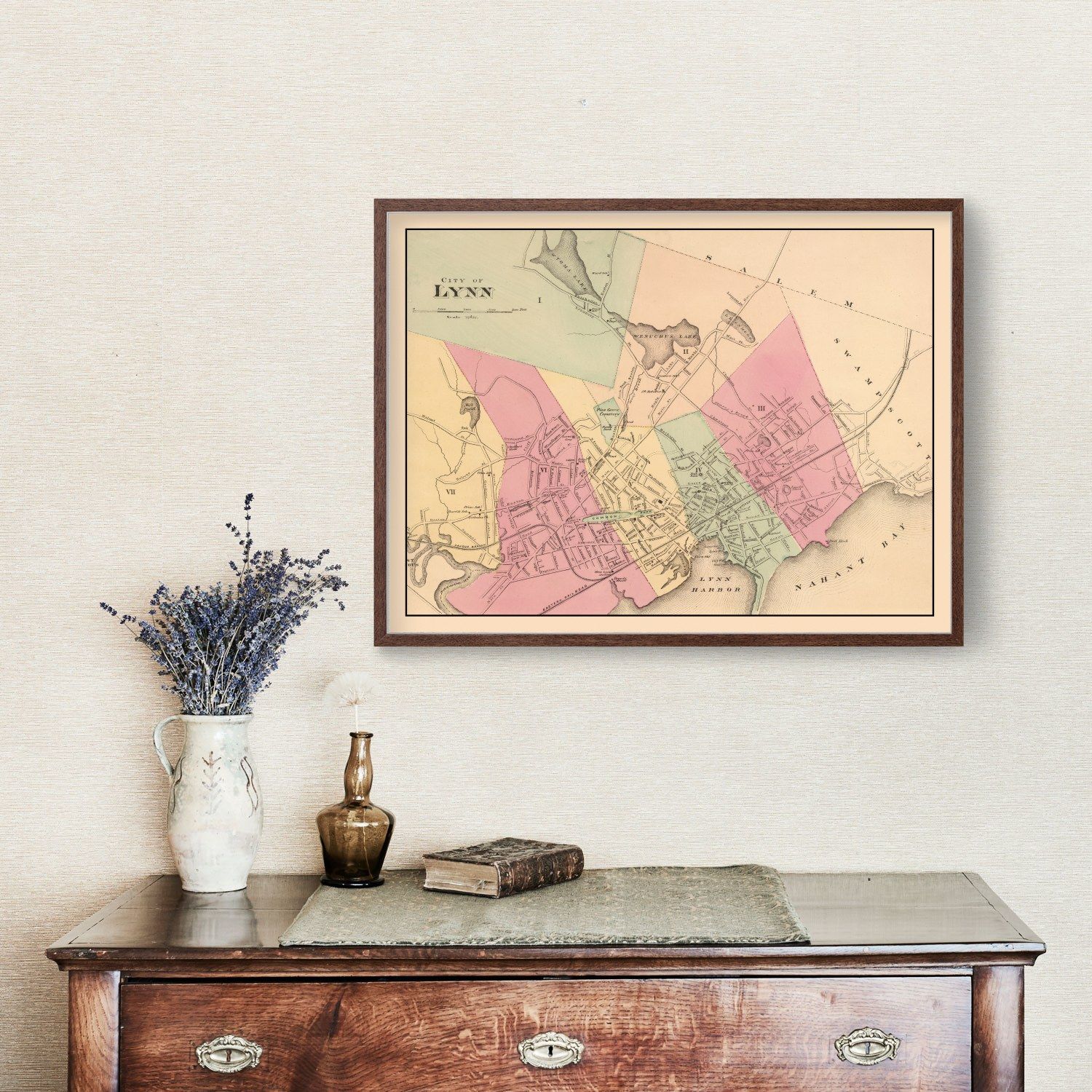 Vintage Map of Lynn, Massachusetts 1871