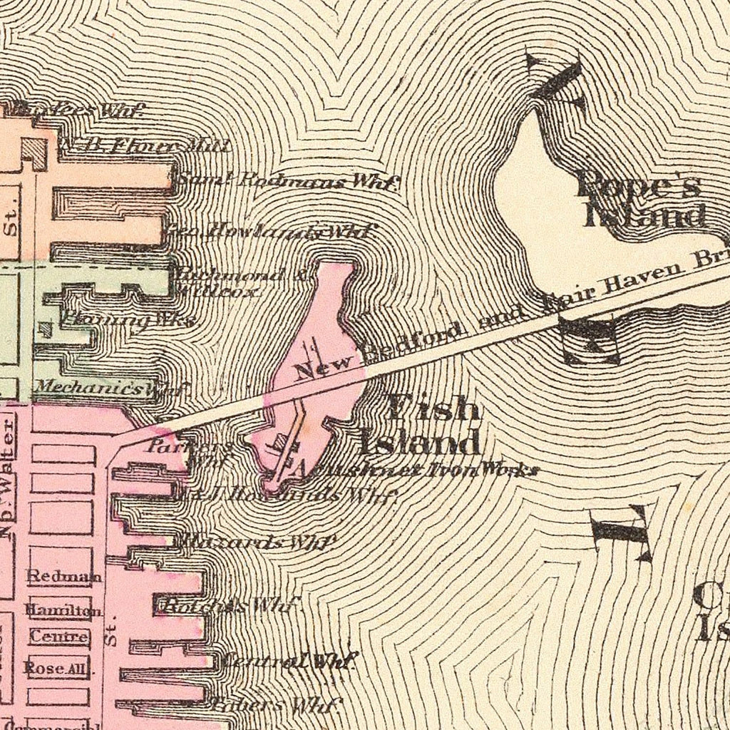 Vintage Map of New Bedford, Massachusetts 1871