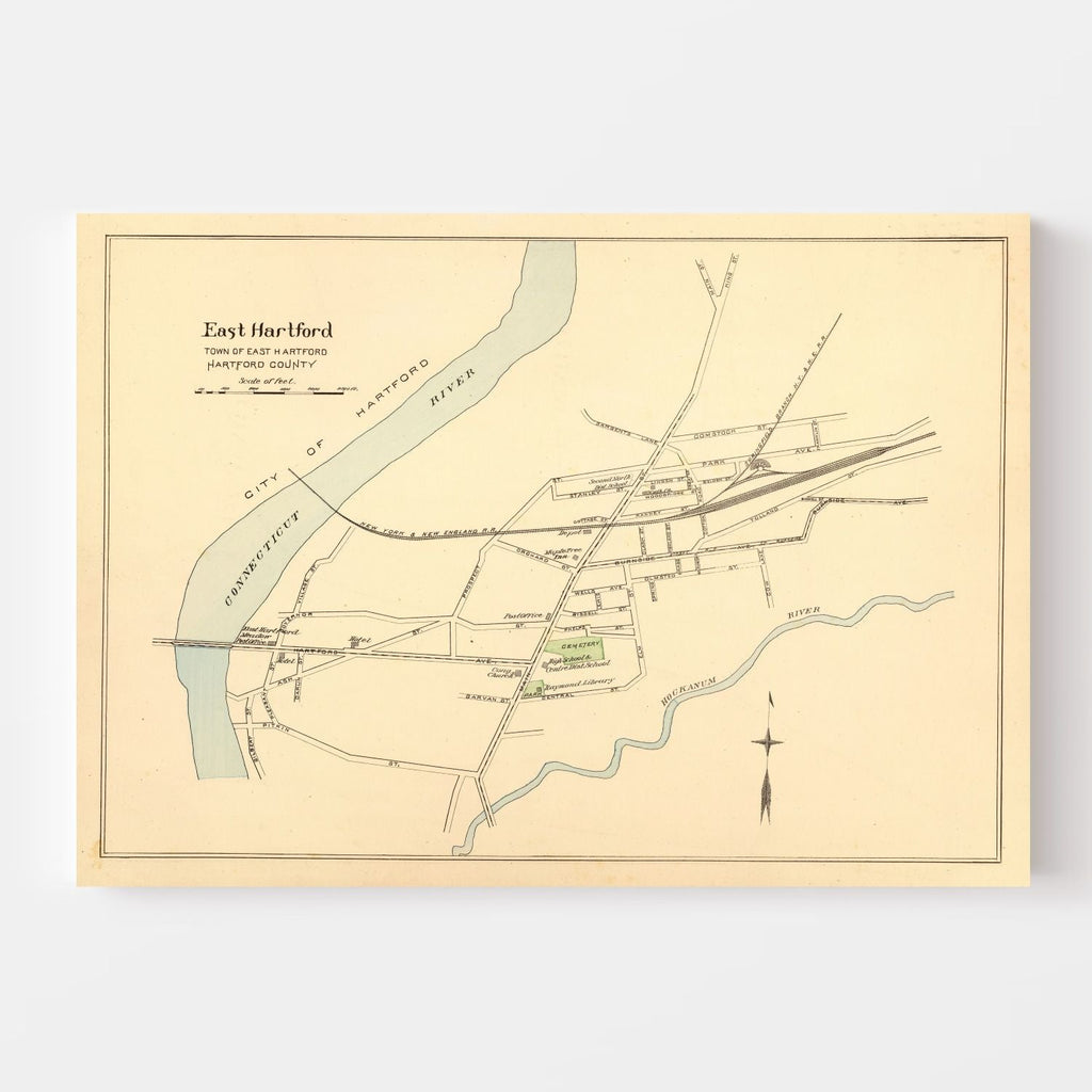 Vintage Map of East Hartford, Connecticut 1893