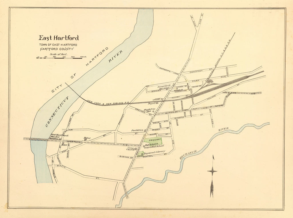 Vintage Map of East Hartford, Connecticut 1893