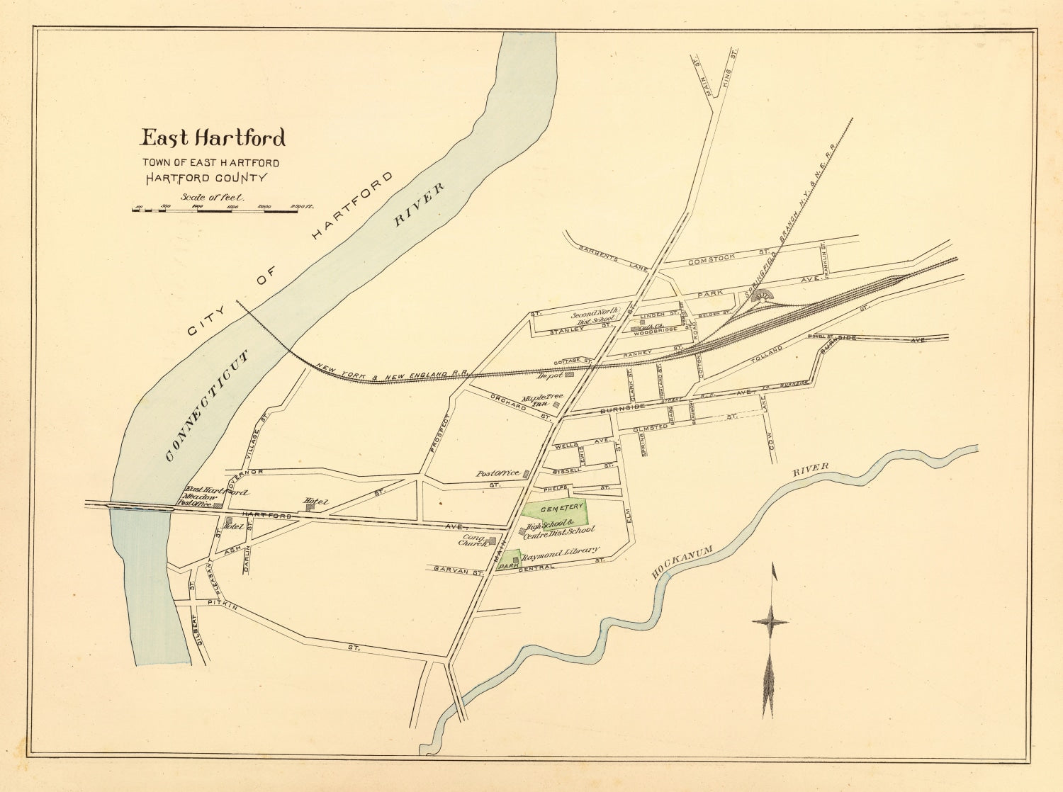 Vintage Map of East Hartford, Connecticut 1893