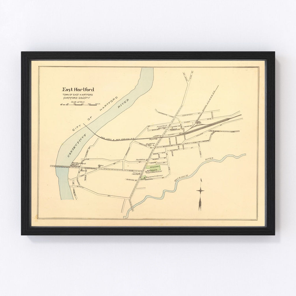 Vintage Map of East Hartford, Connecticut 1893
