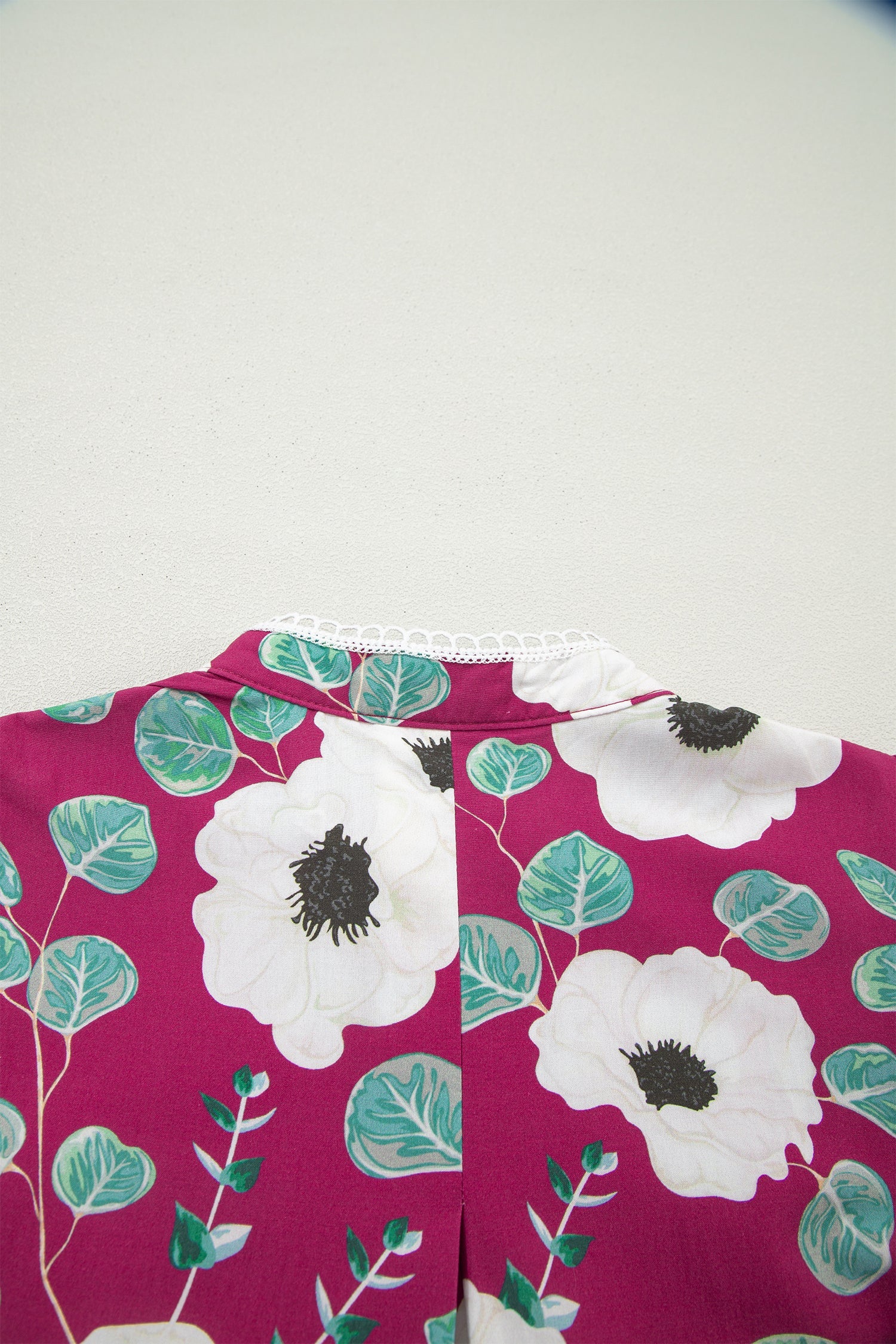 Floral Short Puff Sleeve Belted Mini Dress