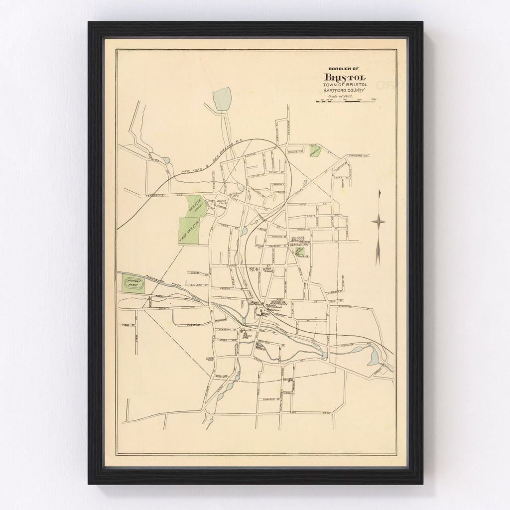 Vintage Map of Bristol, Connecticut 1893