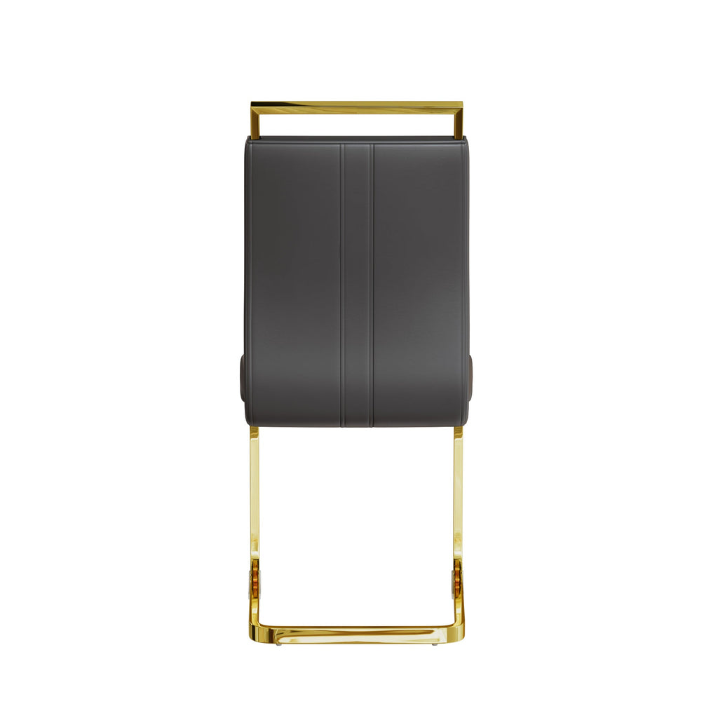 Dining Chairs Set of 4, Side & Kitchen Chairs with Gold Frame, Faux Leather Padded Seat High Back, for Dining, Kitchen & Living Room - Dark Grey