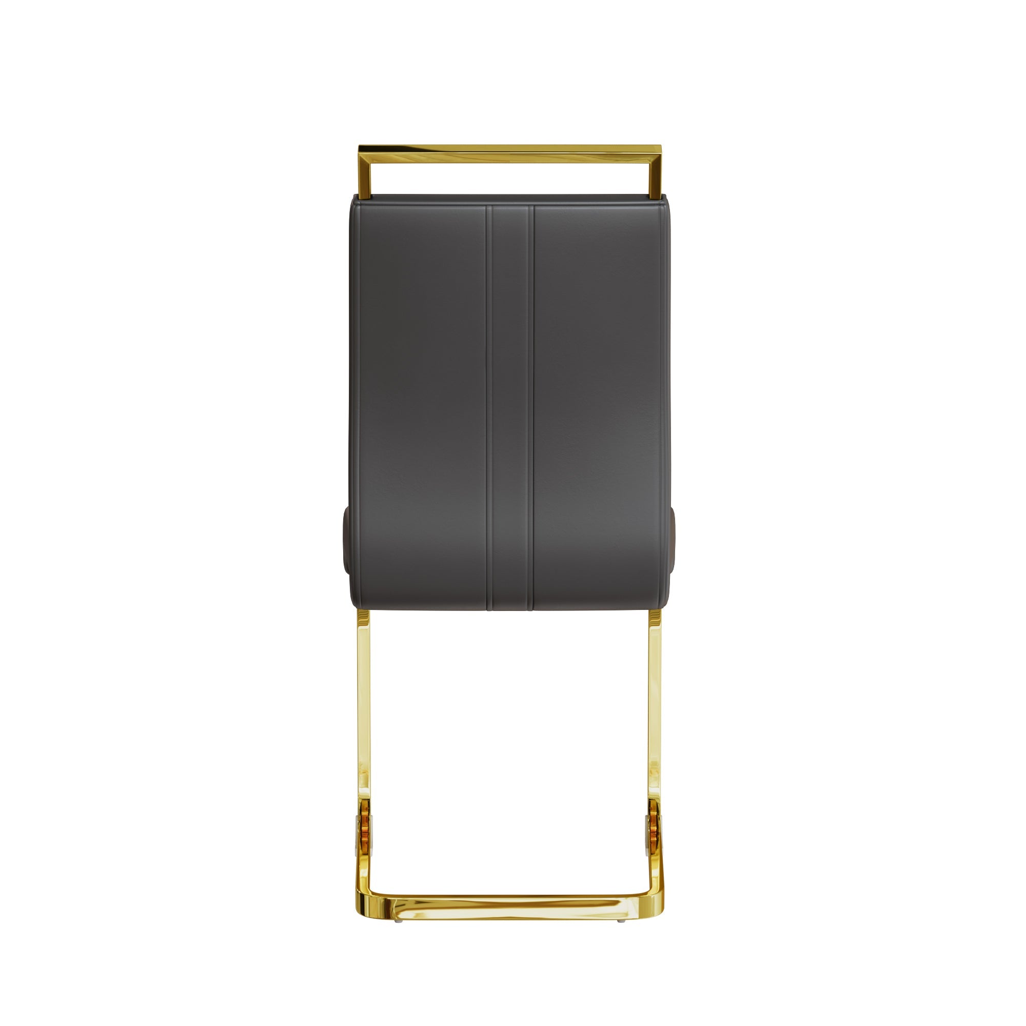 Dining Chairs Set of 4, Side & Kitchen Chairs with Gold Frame, Faux Leather Padded Seat High Back, for Dining, Kitchen & Living Room - Dark Grey