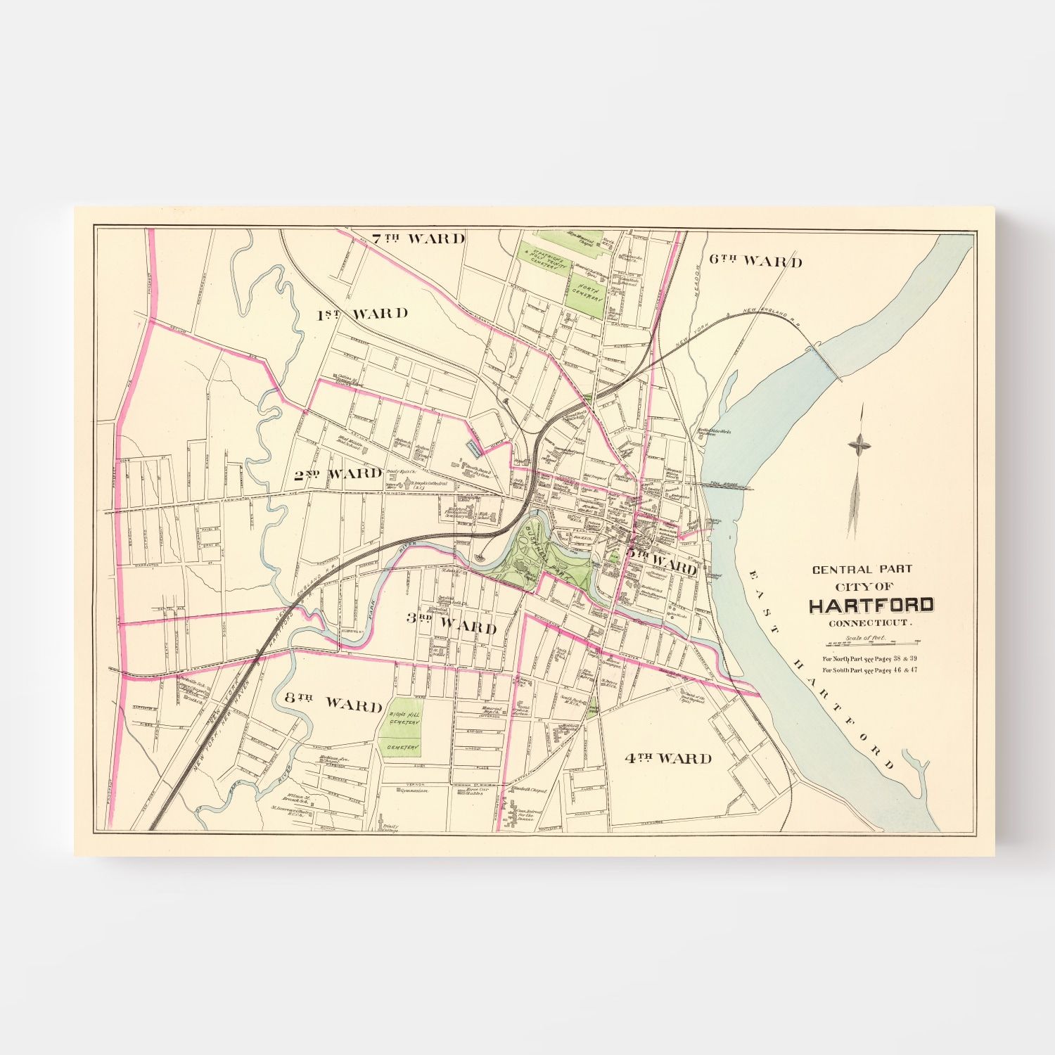 Vintage Map of Hartford, Connecticut 1893