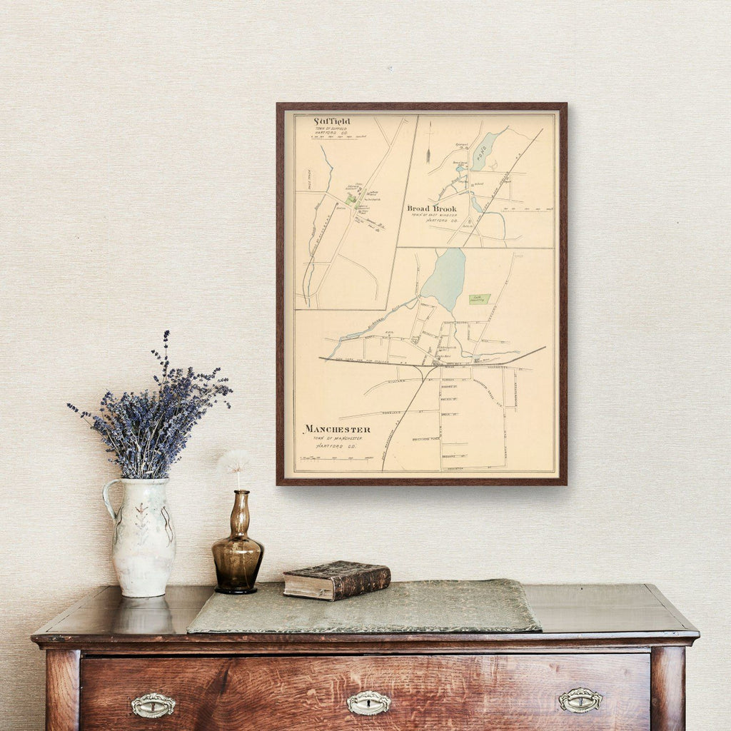Vintage Map of Manchester, Connecticut 1893
