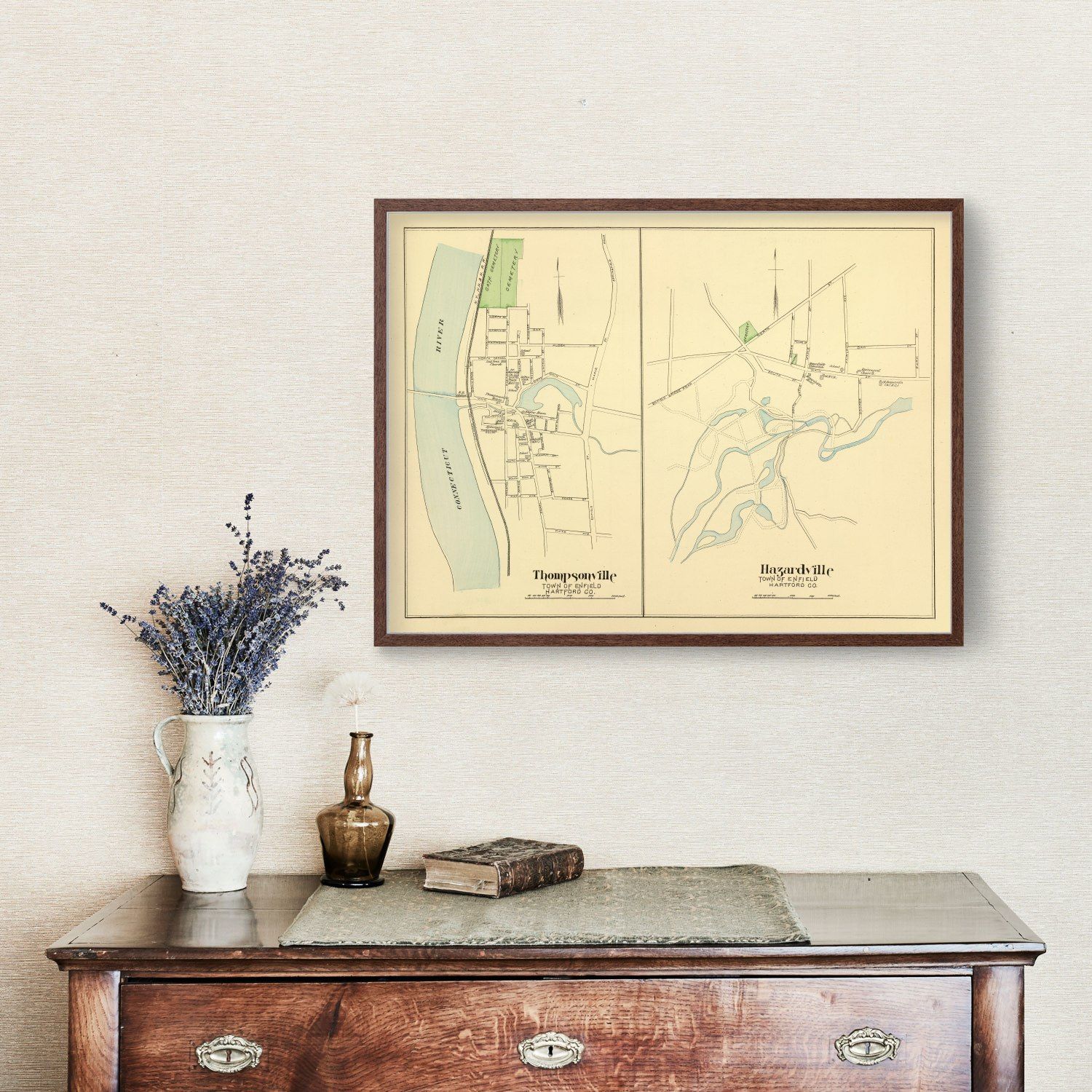 Vintage Map of Hazardville, Connecticut 1893