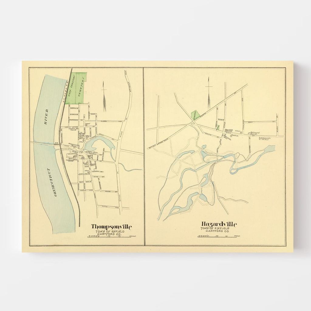 Vintage Map of Hazardville, Connecticut 1893