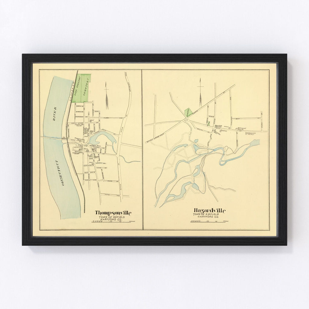 Vintage Map of Hazardville, Connecticut 1893