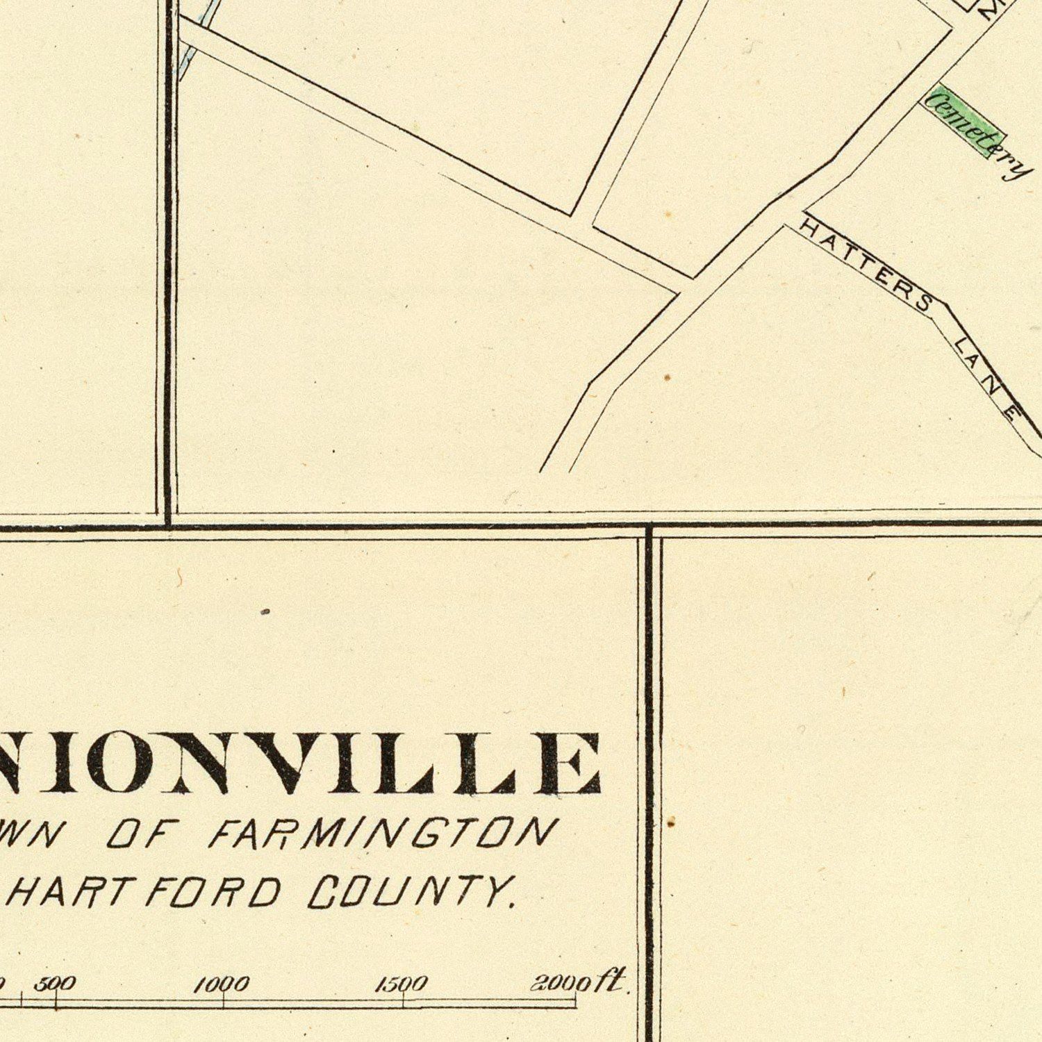 Vintage Map of Wethersfield, Connecticut 1893