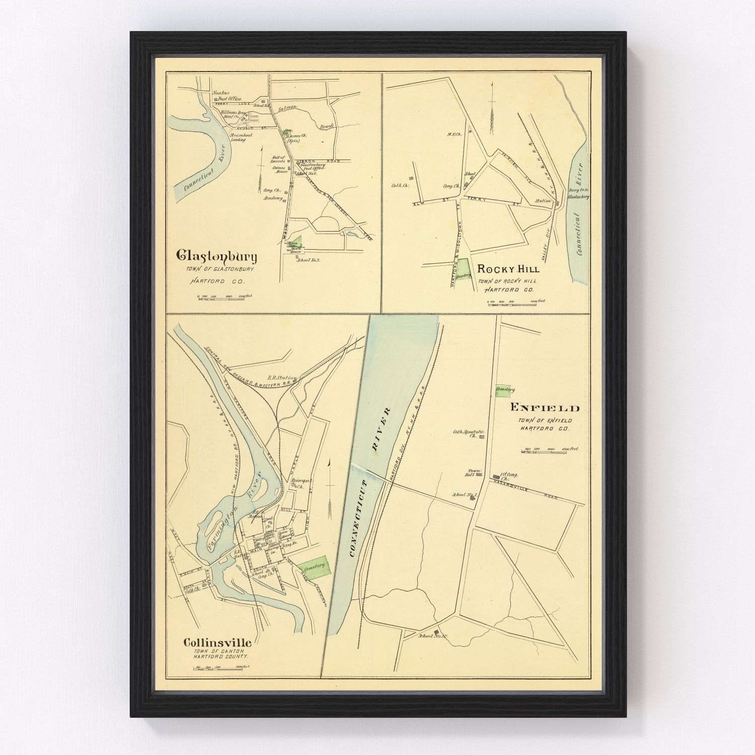 Vintage Map of Collinsville, Connecticut 1893