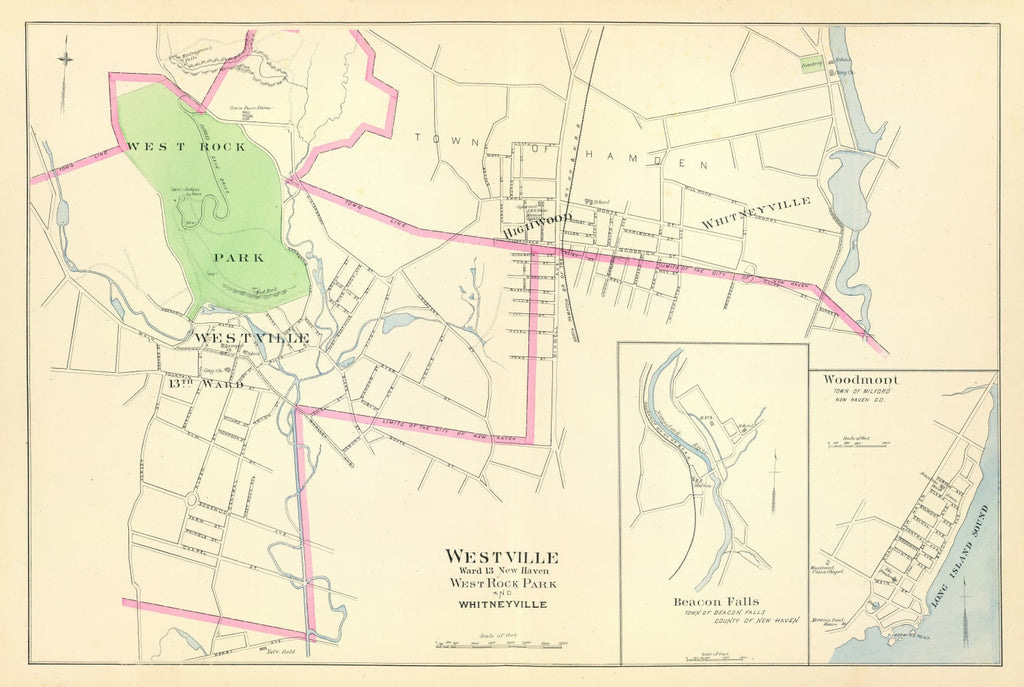 Vintage Map of Westville, Connecticut 1893