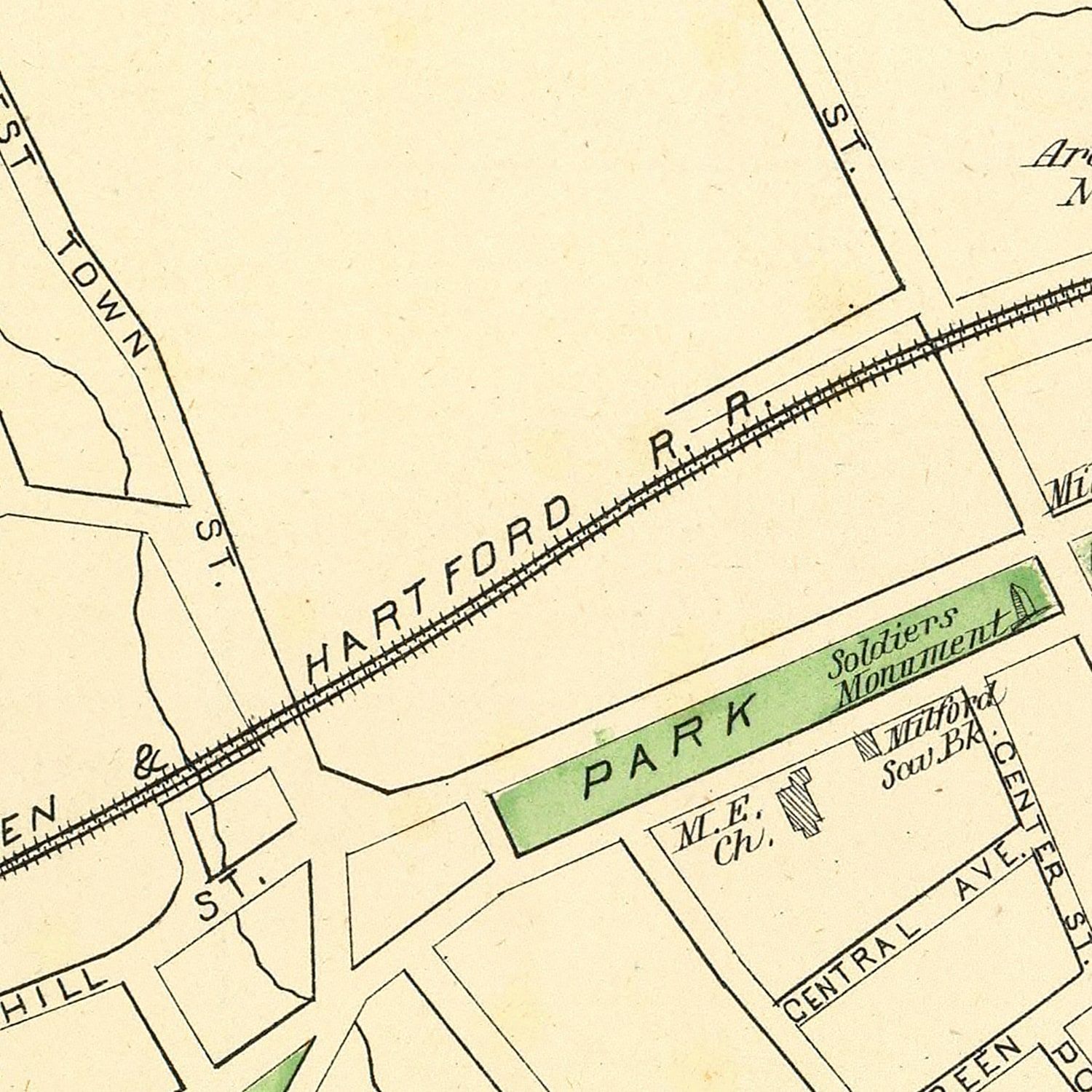 Vintage Map of Milford, Connecticut 1893