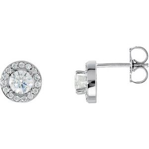 14K White Gold 5/8 CTW Natural Diamond Halo-Style Earrings