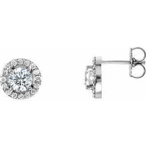 14K White Gold 1 3/8 CTW Natural Diamond Halo-Style Earrings