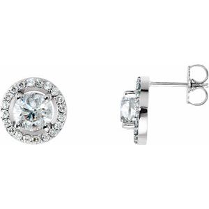 14K White Gold 2 1/2 CTW Natural Diamond Halo-Style Earrings
