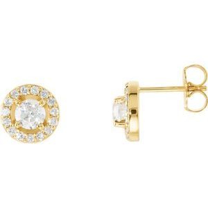 14K Yellow Gold 7/8 CTW Natural Diamond Halo-Style Earrings