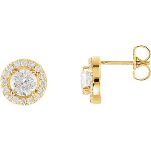 14K Yellow Gold 1 3/8 CTW Natural Diamond Halo-Style Earrings