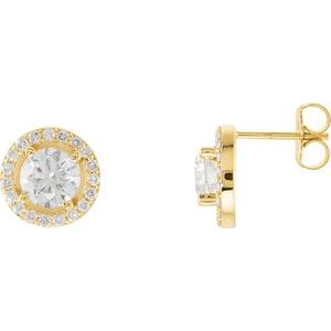 14K Yellow Gold 1 9/10 CTW Natural Diamond Halo-Style Earrings