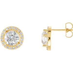 14K Yellow Gold 2 1/2 CTW Natural Diamond Halo-Style Earrings