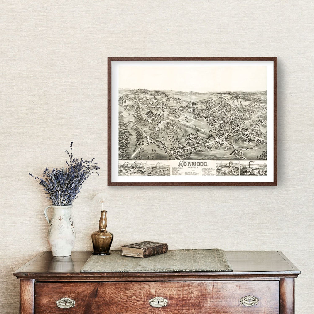 Vintage Map of Norwood, Massachusetts 1882
