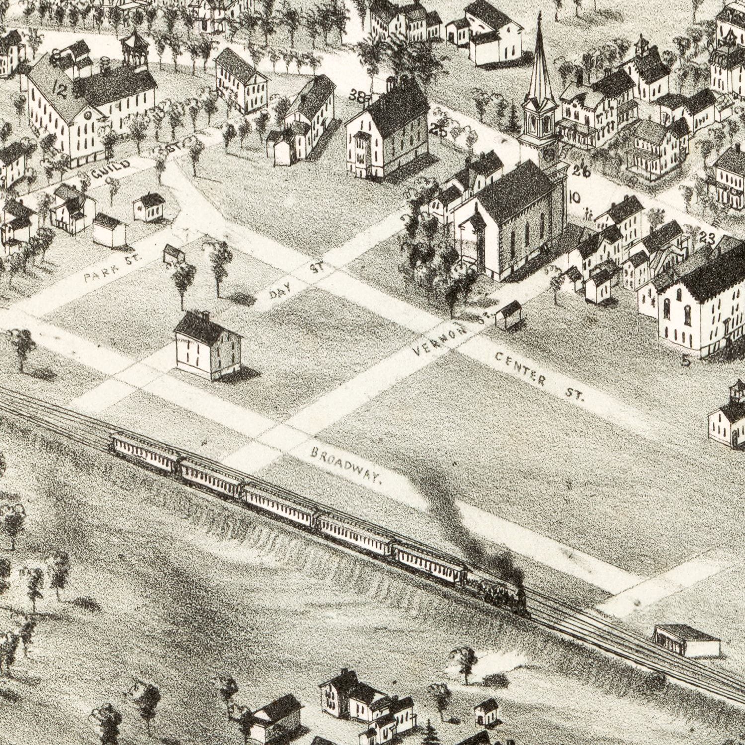 Vintage Map of Norwood, Massachusetts 1882