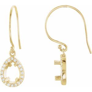 14K Yellow Gold 7.5x5 mm Pear 1/5 CTW Natural Diamond Semi-Set Earrings