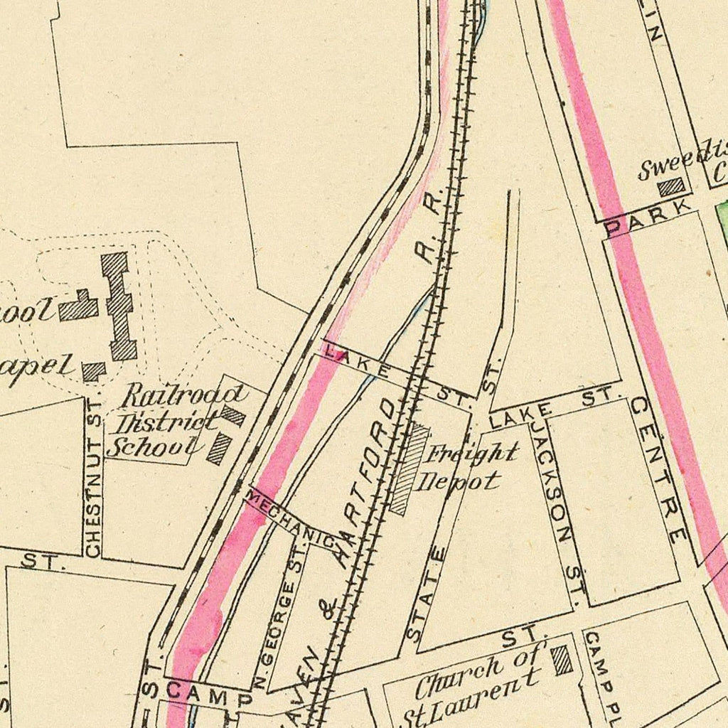 Vintage Map of Meriden, Connecticut 1893