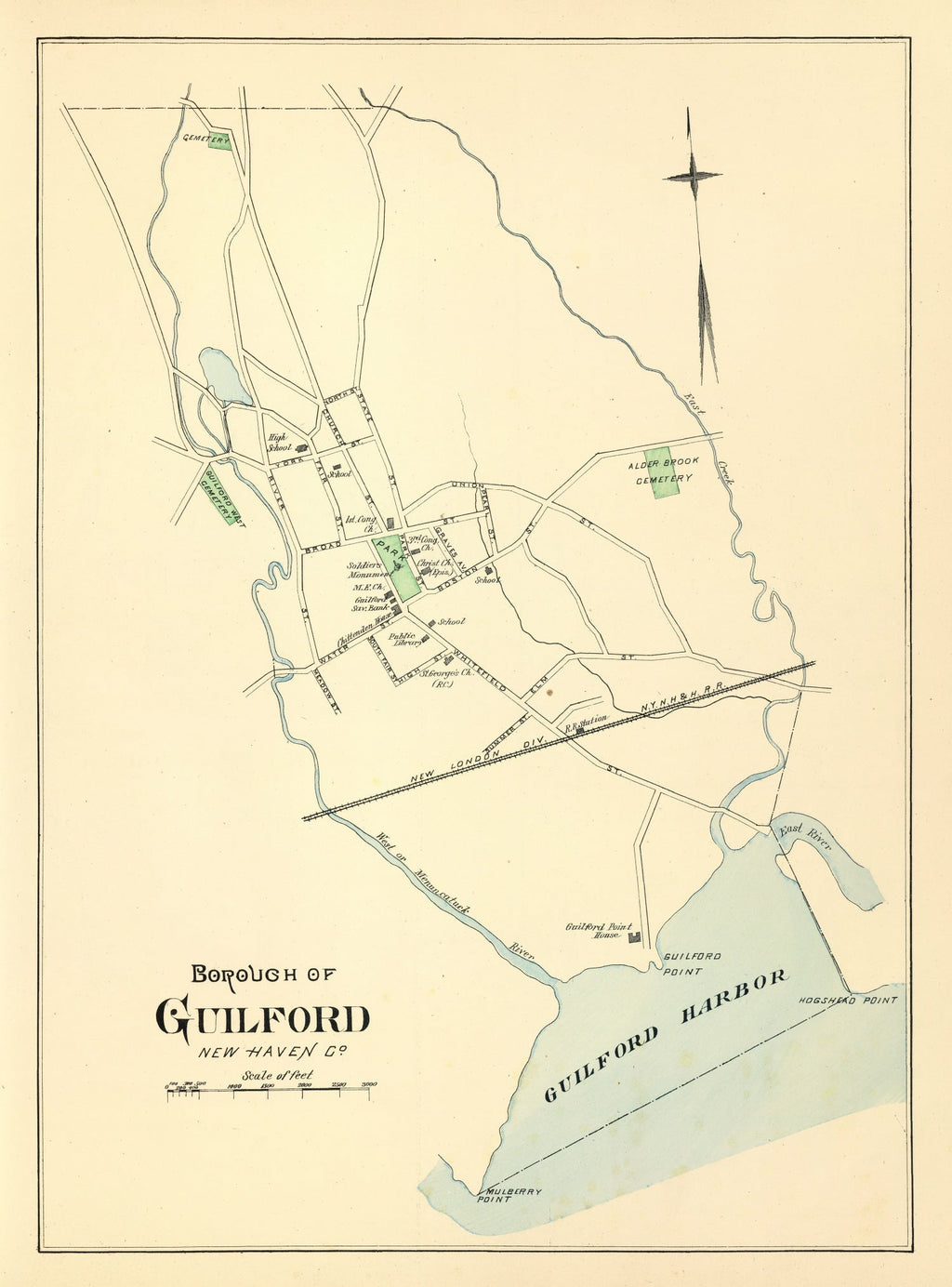 Vintage Map of Guilford, Connecticut 1893