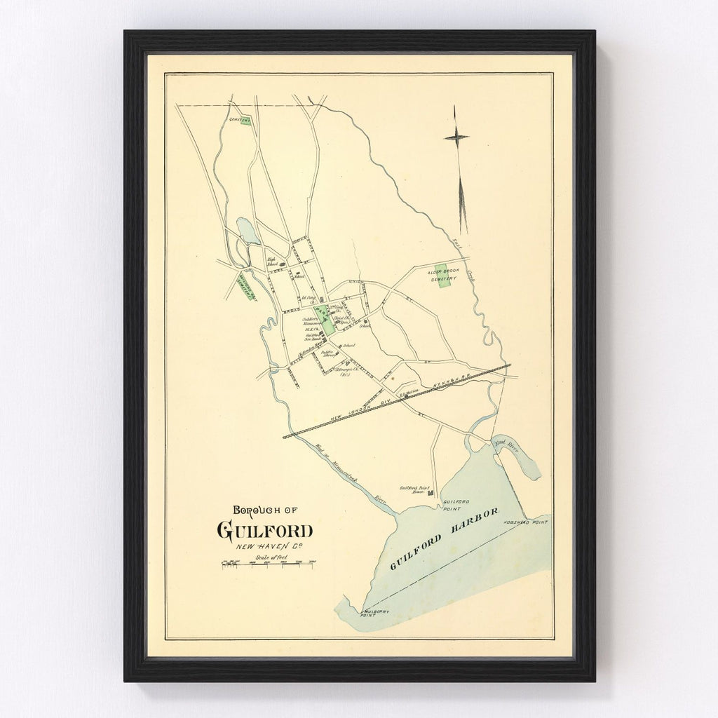 Vintage Map of Guilford, Connecticut 1893